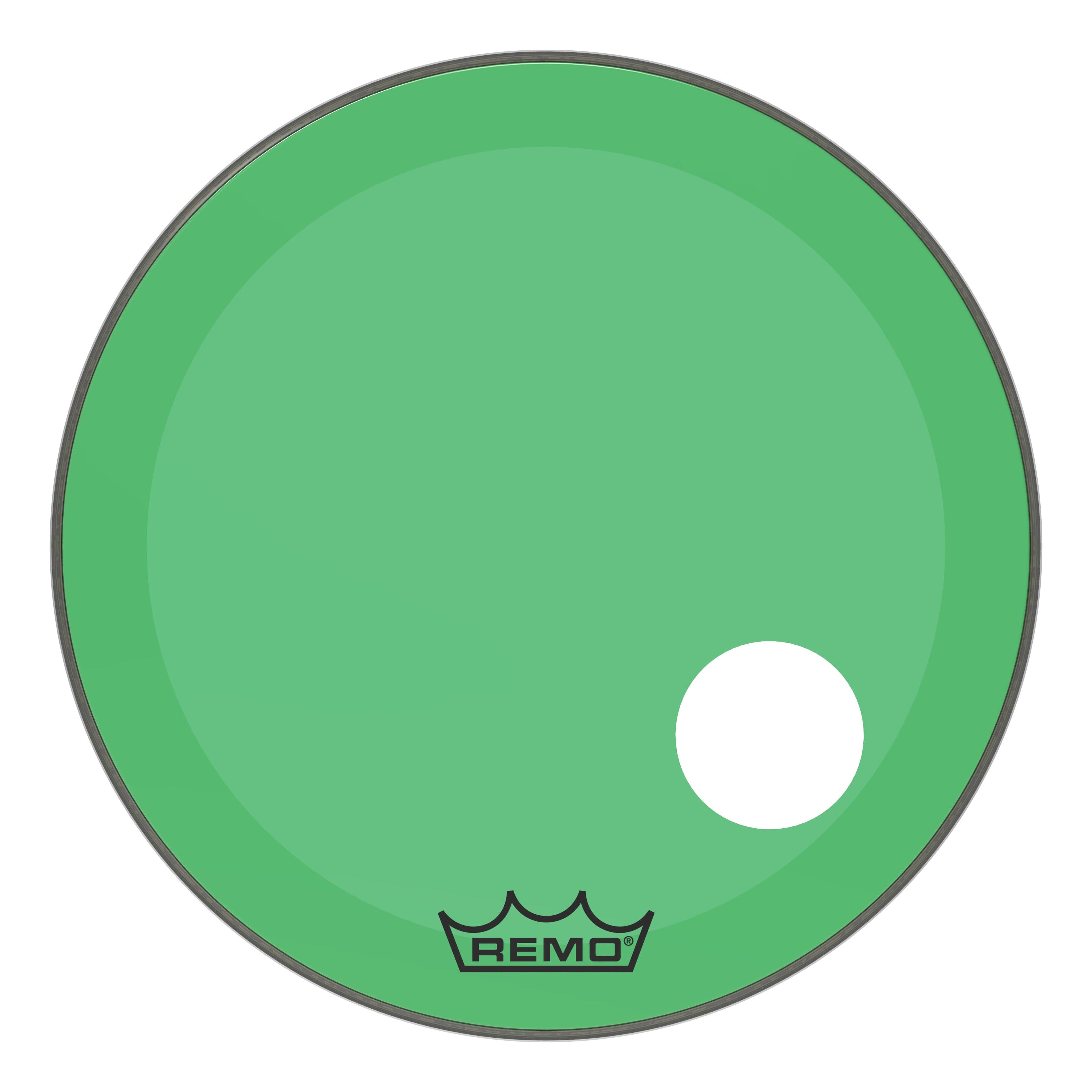 Remo Powerstroke P3 Colortone Green 26 Inch Bass Drum Head w/5" Offset Hole