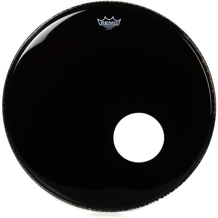 Remo Black Ambassador 22 Inch Bass Drum Head : 5 Black Dynamo Installed