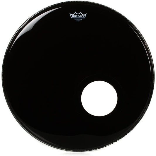Remo Black Ambassador 22 Inch Bass Drum Head : 5 Black Dynamo Installed