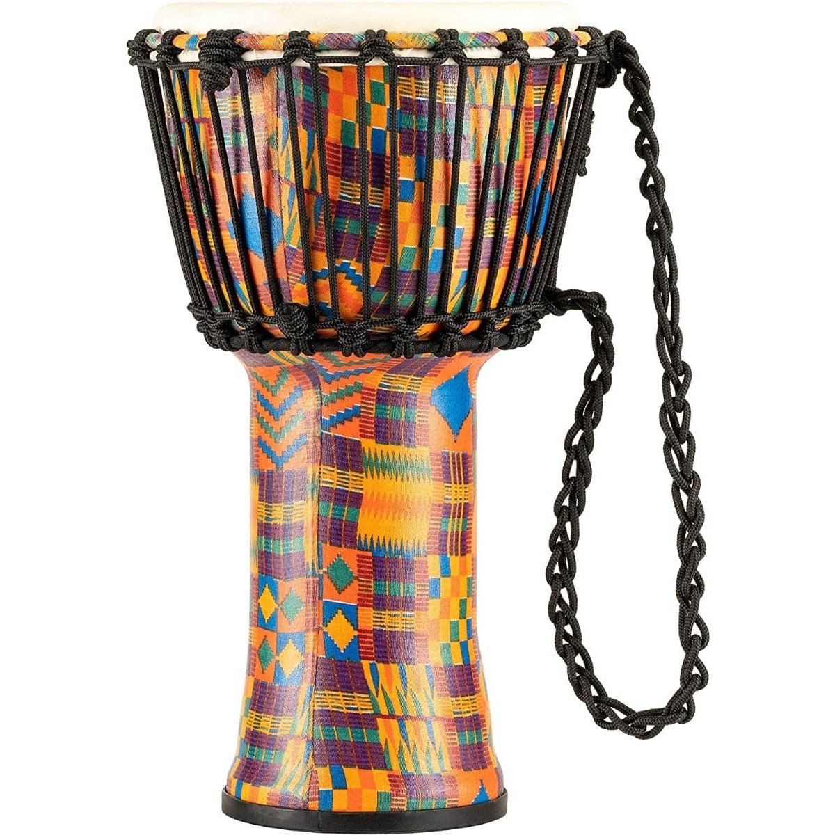 Meinl Rope-Tuned Travel Djembe w/Goat Head 8" Kenyan Quilt