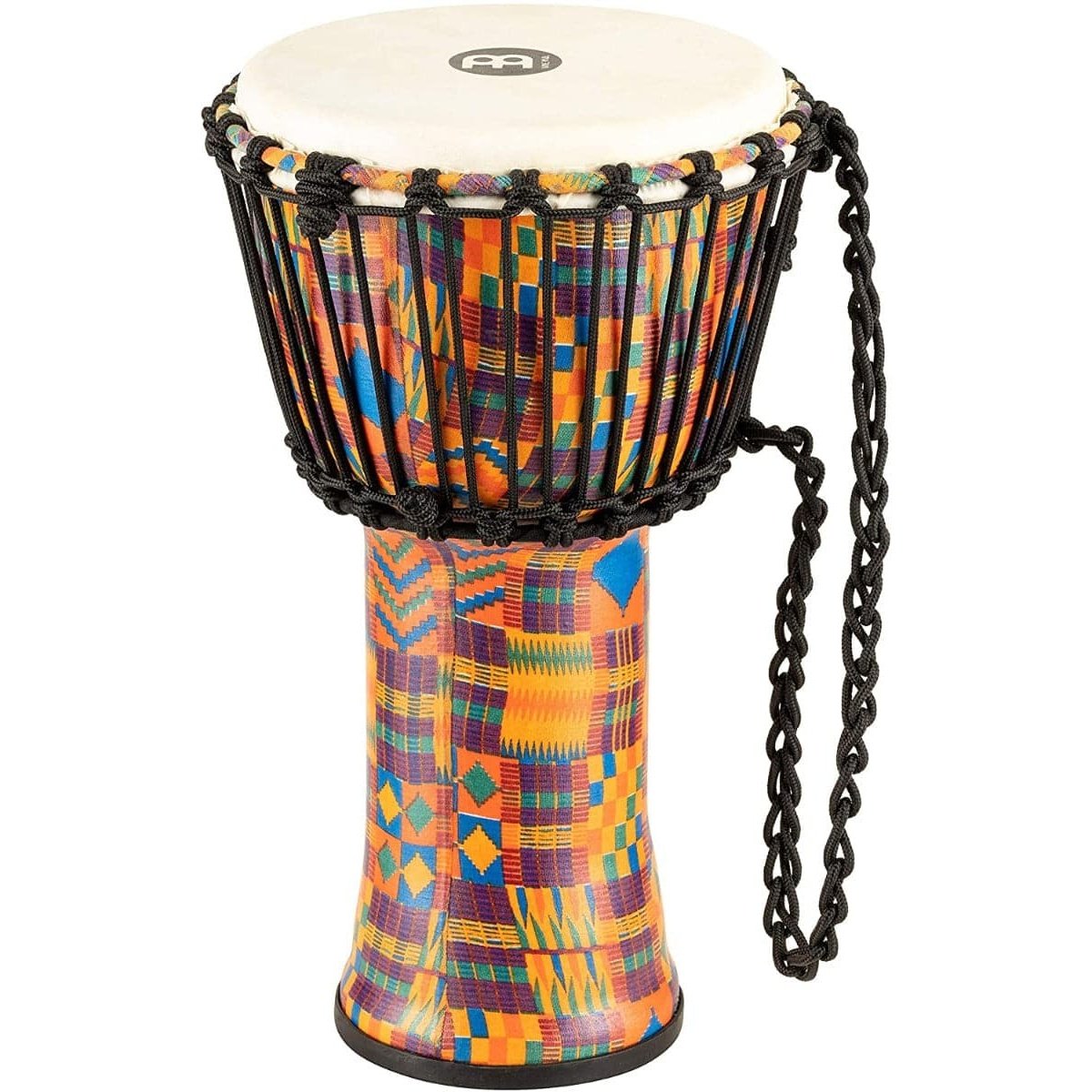 Meinl Rope-Tuned Travel Djembe w/Goat Head 8" Kenyan Quilt