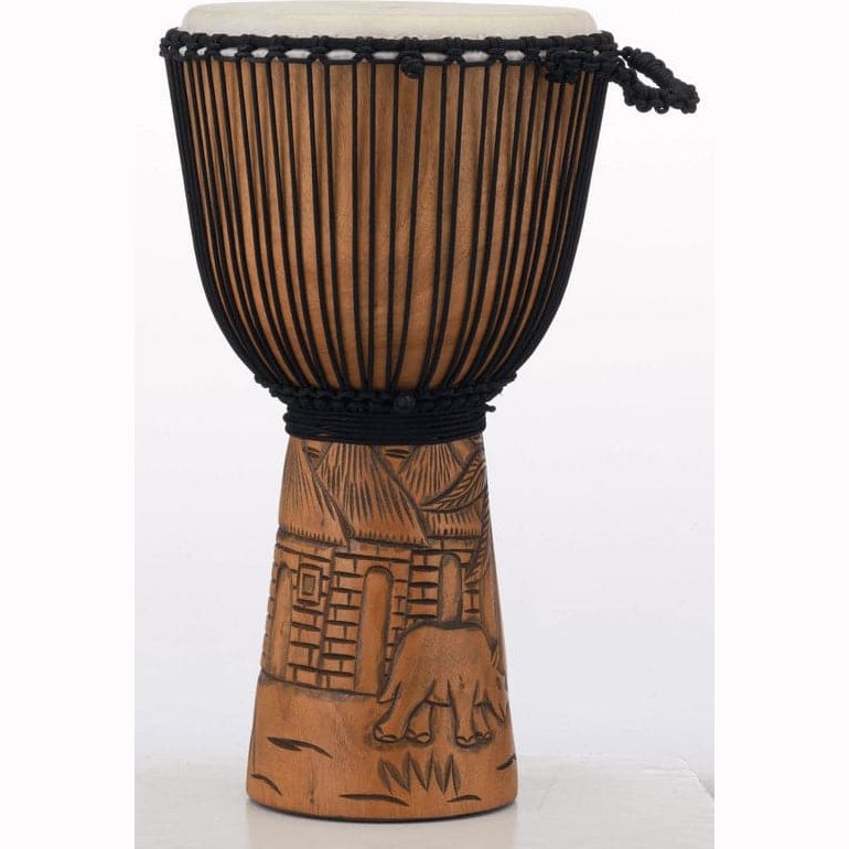 Pearl 12" Hand carved Mahogany Djembe - Malinke Village