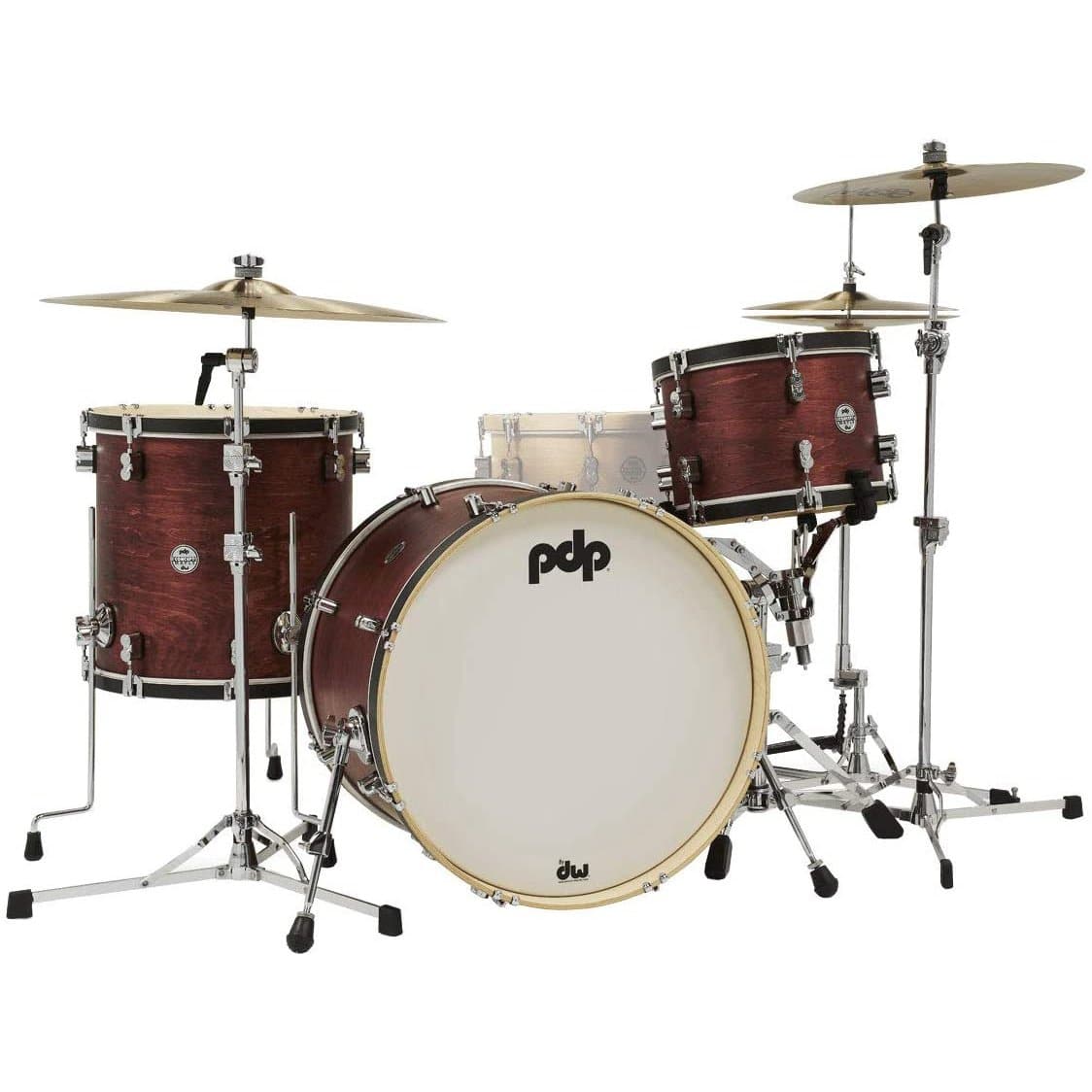 PDP Classic 3pc Drum Set Oxblood/Ebony Hoops
