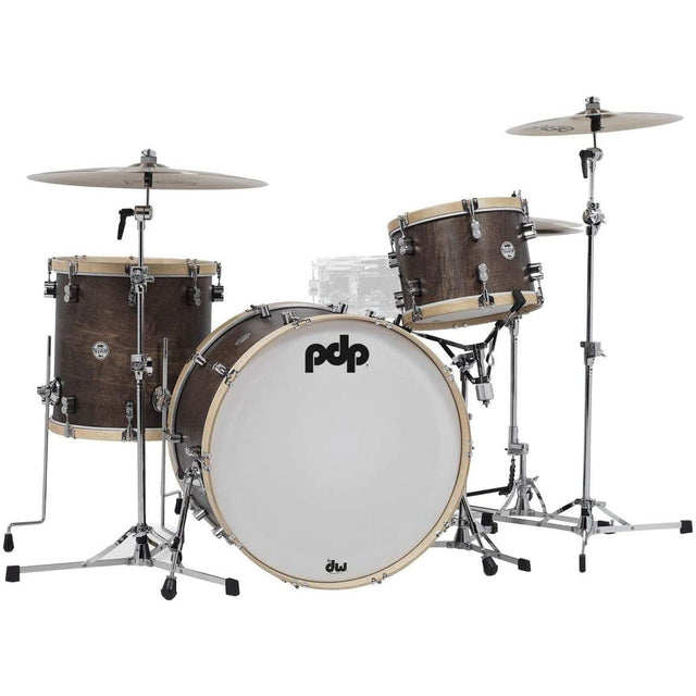 PDP Classic 3pc Drum Set w/24 Bass Drum - Walnut/Natural Hoop