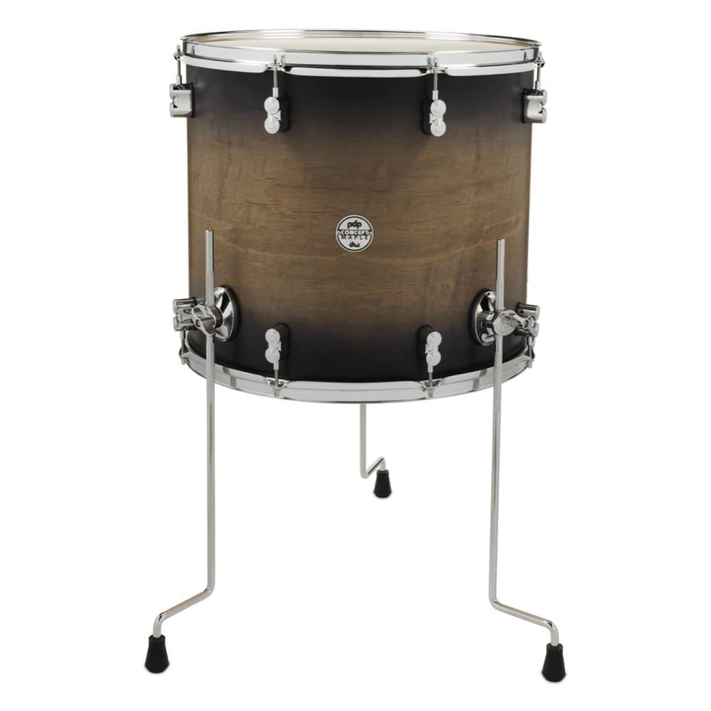 PDP Concept Series Maple Floor Tom, 16x18, Satin Charcoal Burst w/Chrome Hw
