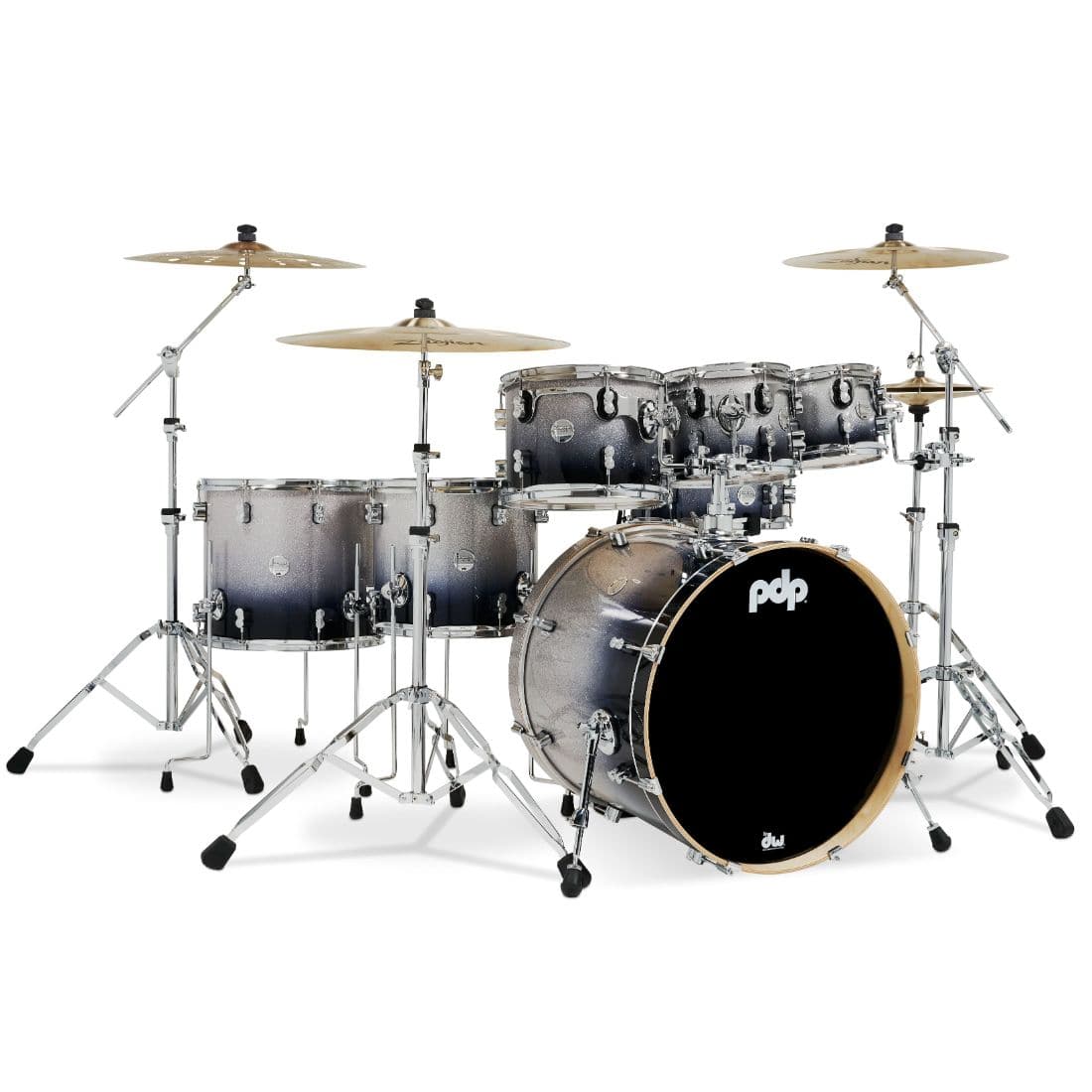 PDP Concept Maple PDCM2217SB 7pc Drum Set - Silver To Black Fade