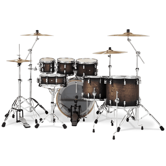 PDP Concept Series 7-Piece Maple Drum Set, Satin Charcoal Burst w/Chrome Hw