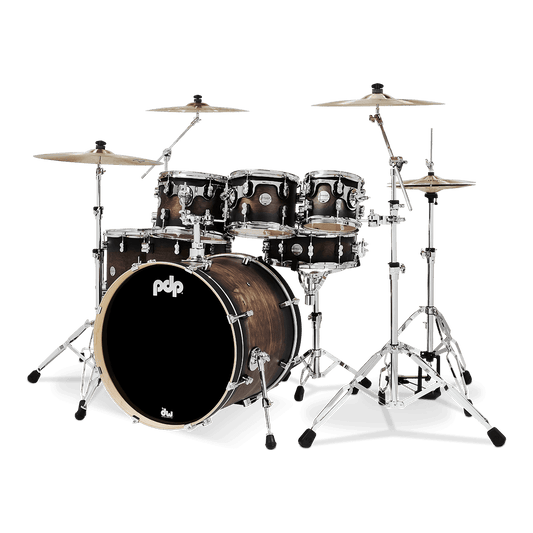 PDP Concept Series 7-Piece Maple Drum Set, Satin Charcoal Burst w/Chrome Hw
