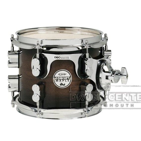PDP Concept Exotic Component Drums : Walnut - Charcoal Burst , Chrome Hardware 7x8 Rack Tom