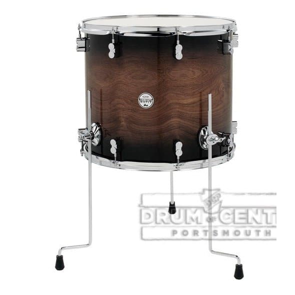 PDP Concept Exotic Component Drums : Walnut - Charcoal Burst, Chrome Hardware 16x18 Floor Tom