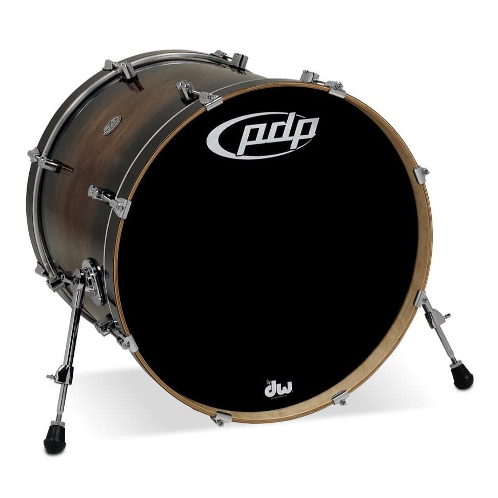 PDP Concept Series Maple Exotic Bass Drum, 18x22, Walnut to Charcoal Burst w/Chrome Hw