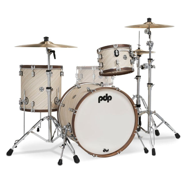 PDP Limited Twisted Ivory With Walnut Hoops 3pc Drum Set