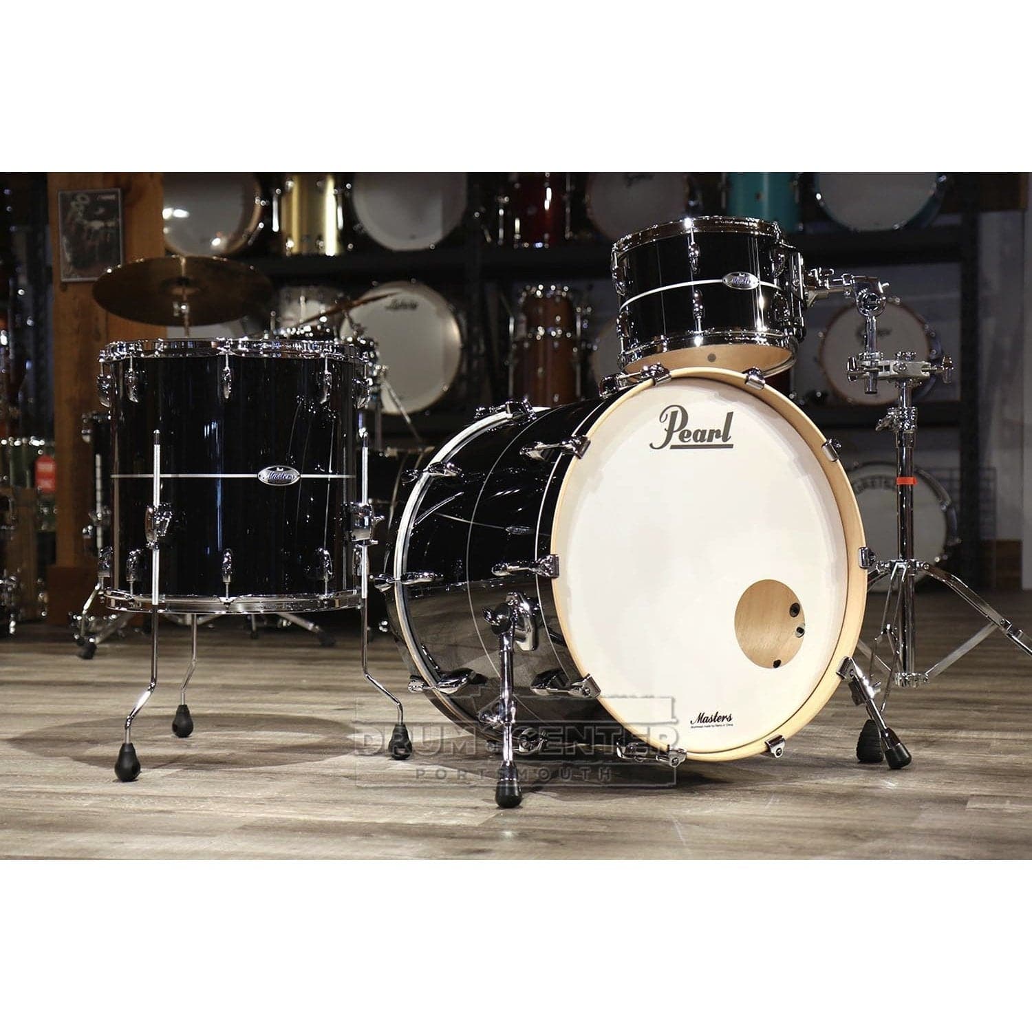 Pearl Masters Maple Complete 3pc Drum Set w/24bd Quicksilver Black