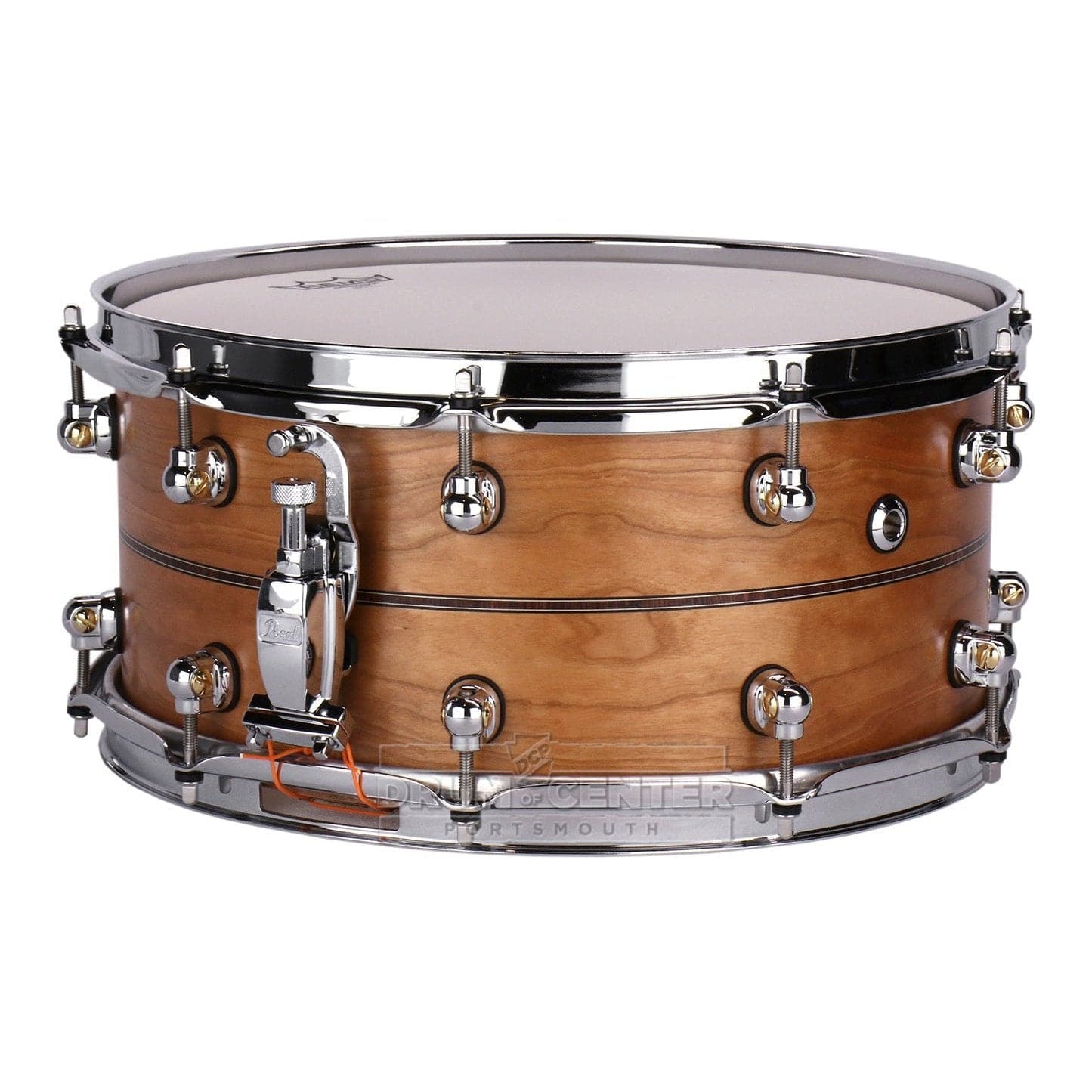 Pearl Music City Custom Solid Cherry 14x6.5 Snare Drum - Natural With Kingwood Inlay
