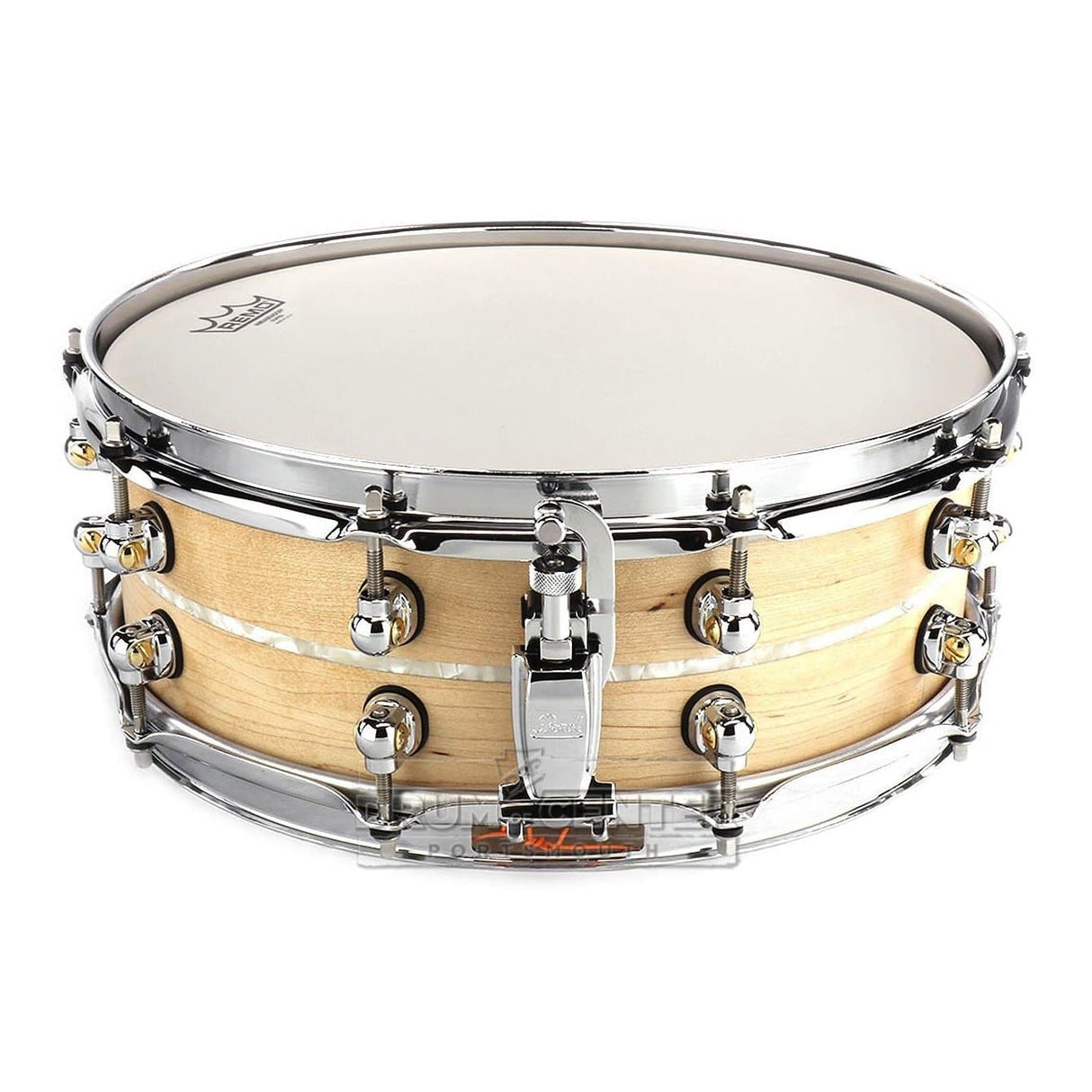 Pearl Music City Custom Solid Maple 14x5 Snare Drum - Natural With Marine Pearl Inlay