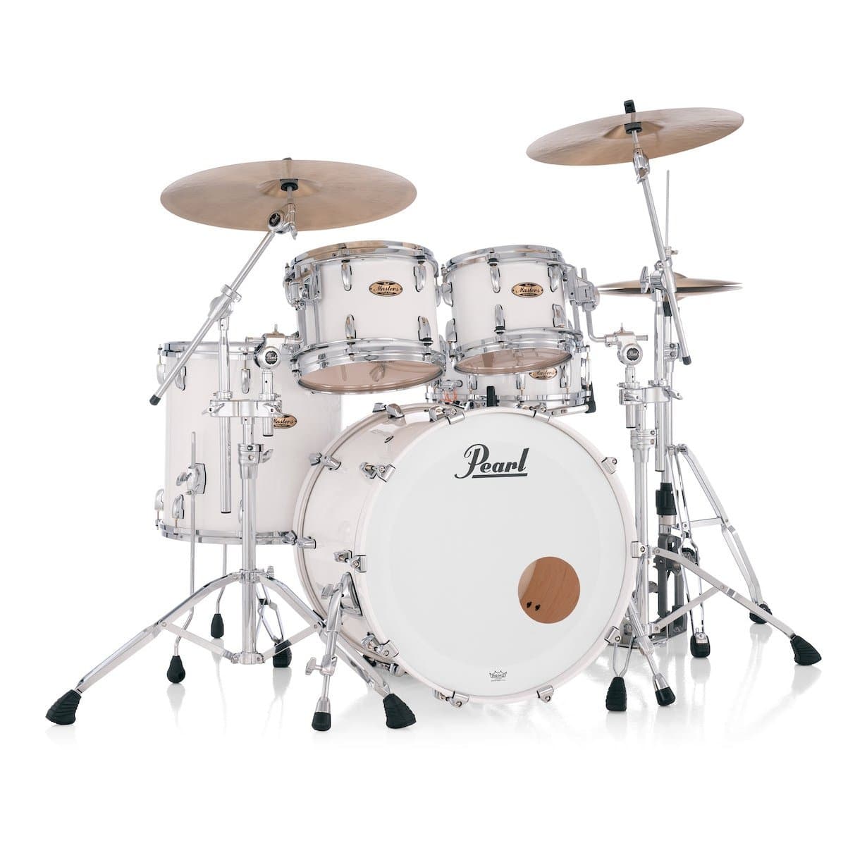 Pearl Masters Maple Pure 4pc Drum Set w/22x18BD w/L-Bracket R2 Mounts Arctic White