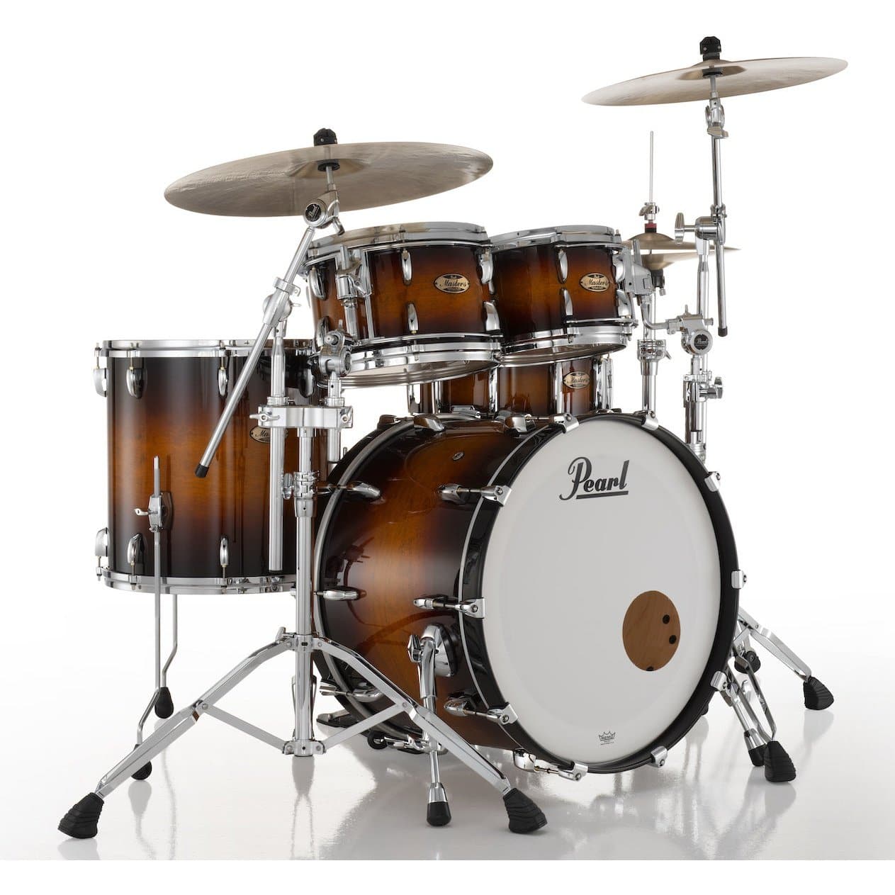 Pearl Masters Maple Pure 4pc Drum Set w/22x16BD w/L-Bracket R2 Mounts Vintage Tobacco Burst