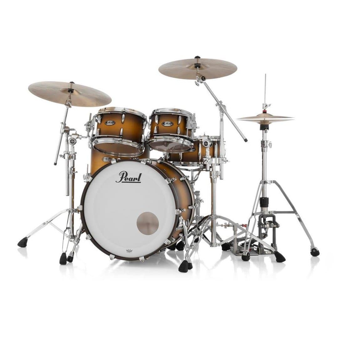 Pearl Masters Maple MM6 4pc Drum Set w/22x16BD w/L-Bracket R2 Mounts Matte Olive Burst