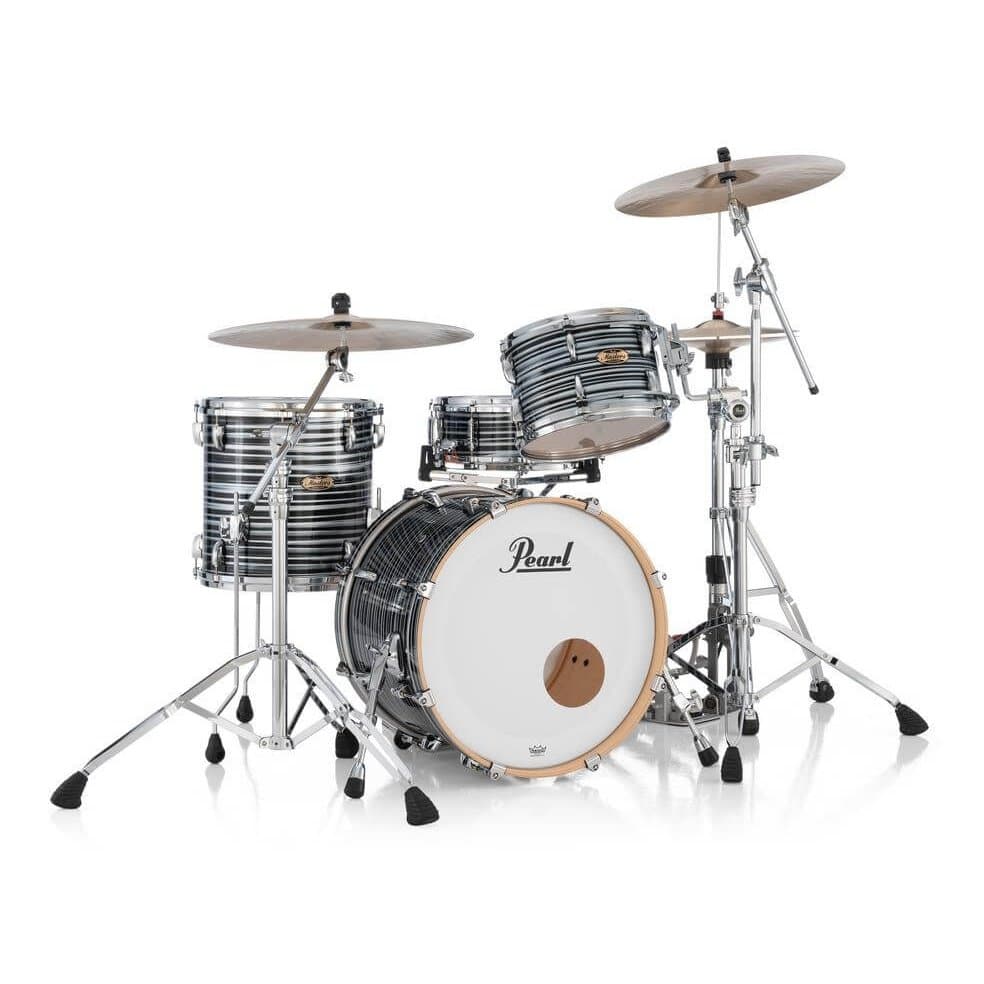 Pearl Masters Maple Pure 3pc Drum Set 20/12/14 w/L-Bracket R2 Mounts Black Oyster Swirl
