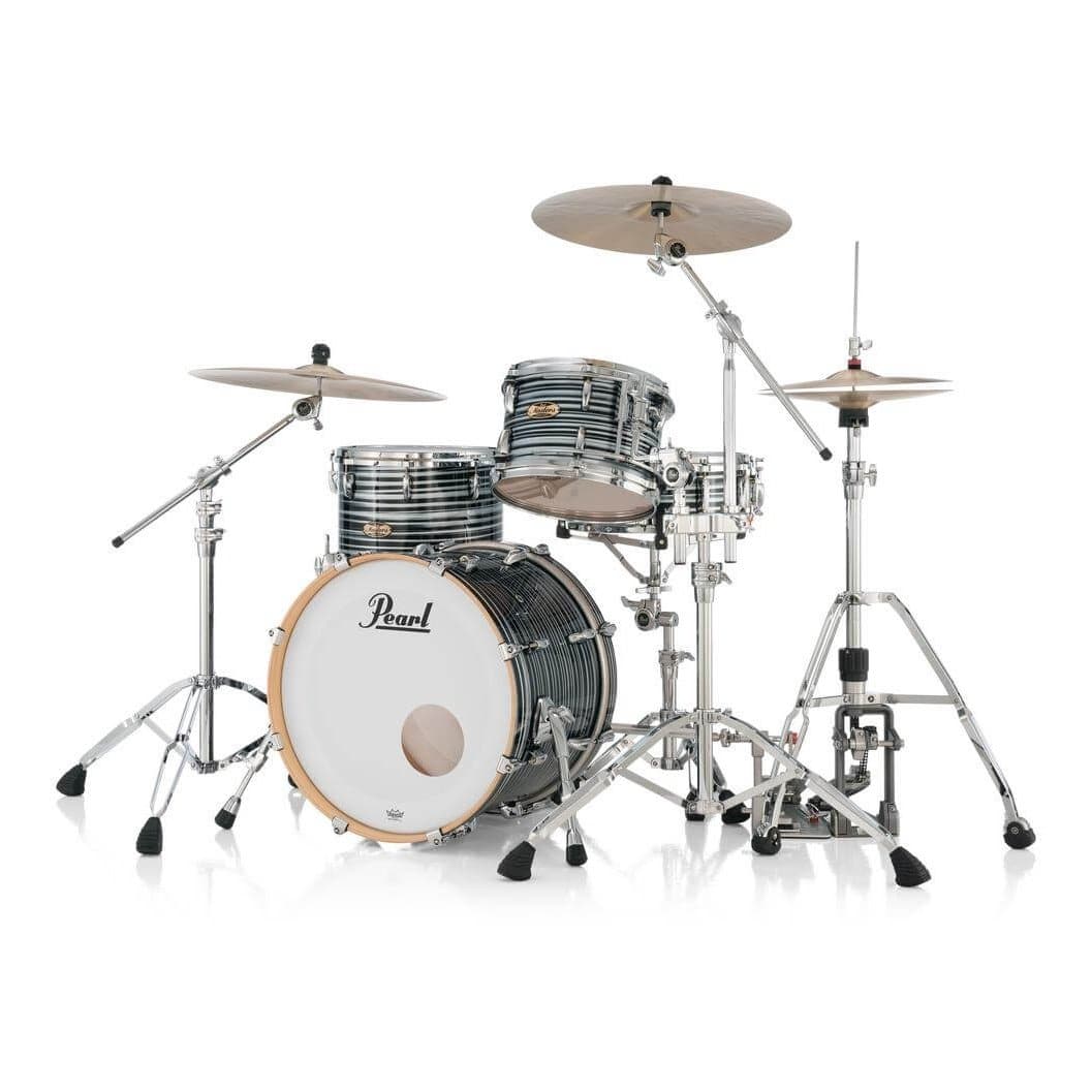 Pearl Masters Maple Pure 3pc Drum Set 20/12/14 w/L-Bracket R2 Mounts Black Oyster Swirl