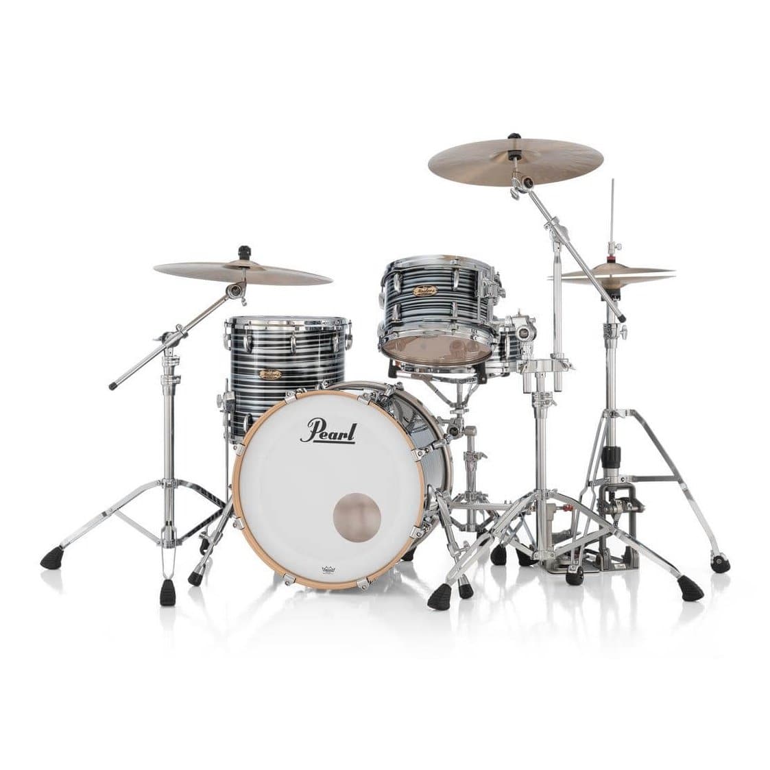 Pearl Masters Maple Pure 3pc Drum Set 20/12/14 w/L-Bracket R2 Mounts Black Oyster Swirl