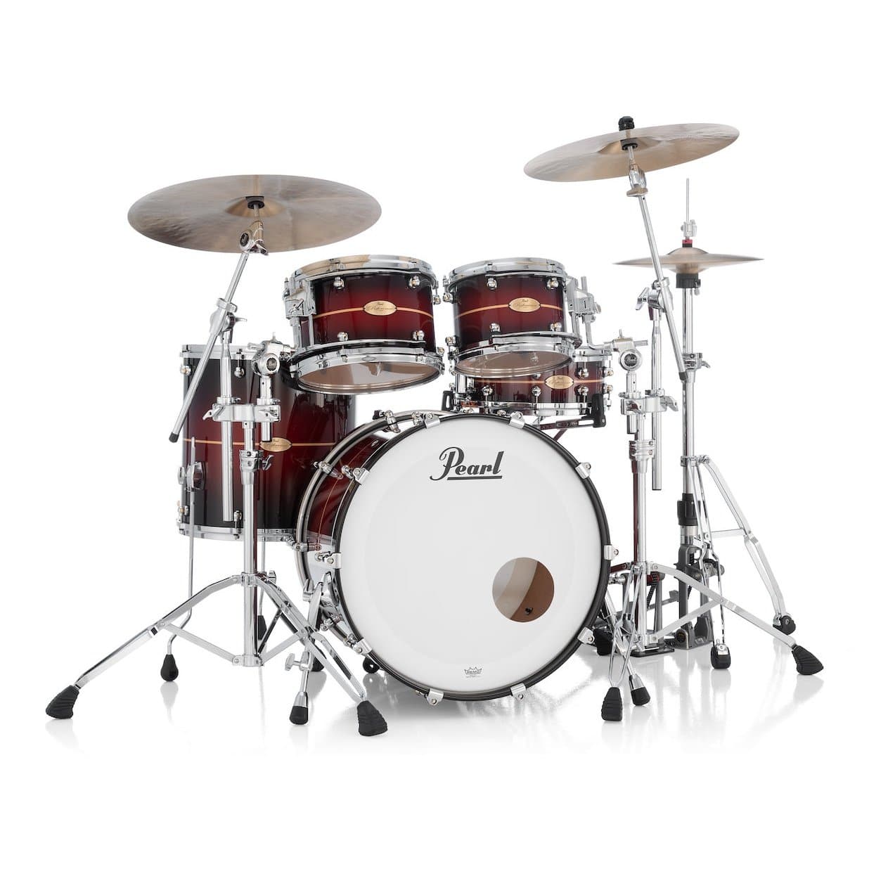 Pearl Reference One 4pc Drum Set w/22x16BD w/L-Bracket R2 Mounts Red Burst Stripe