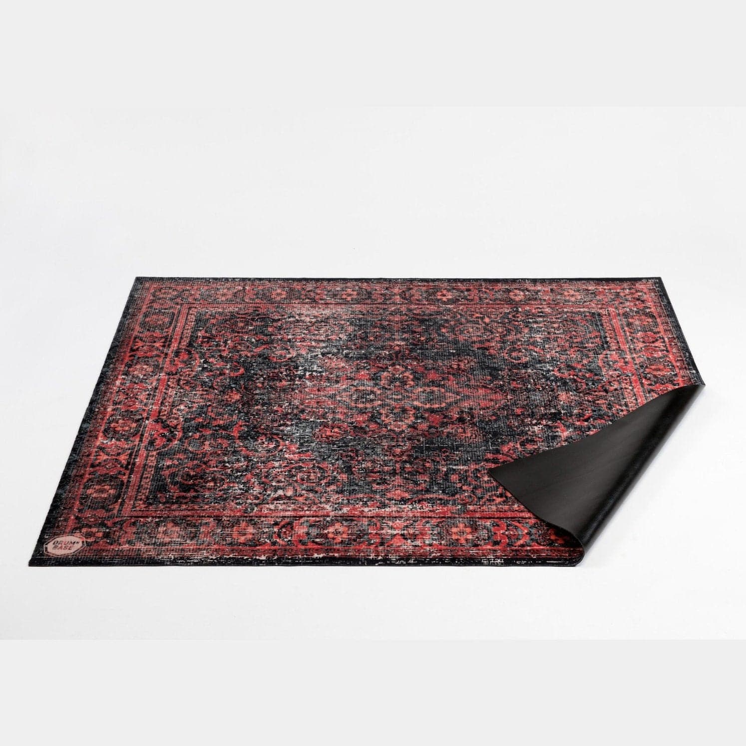 DRUMnBASE Vintage Persian Style Drum Rug 6' x 5.25' Black Red