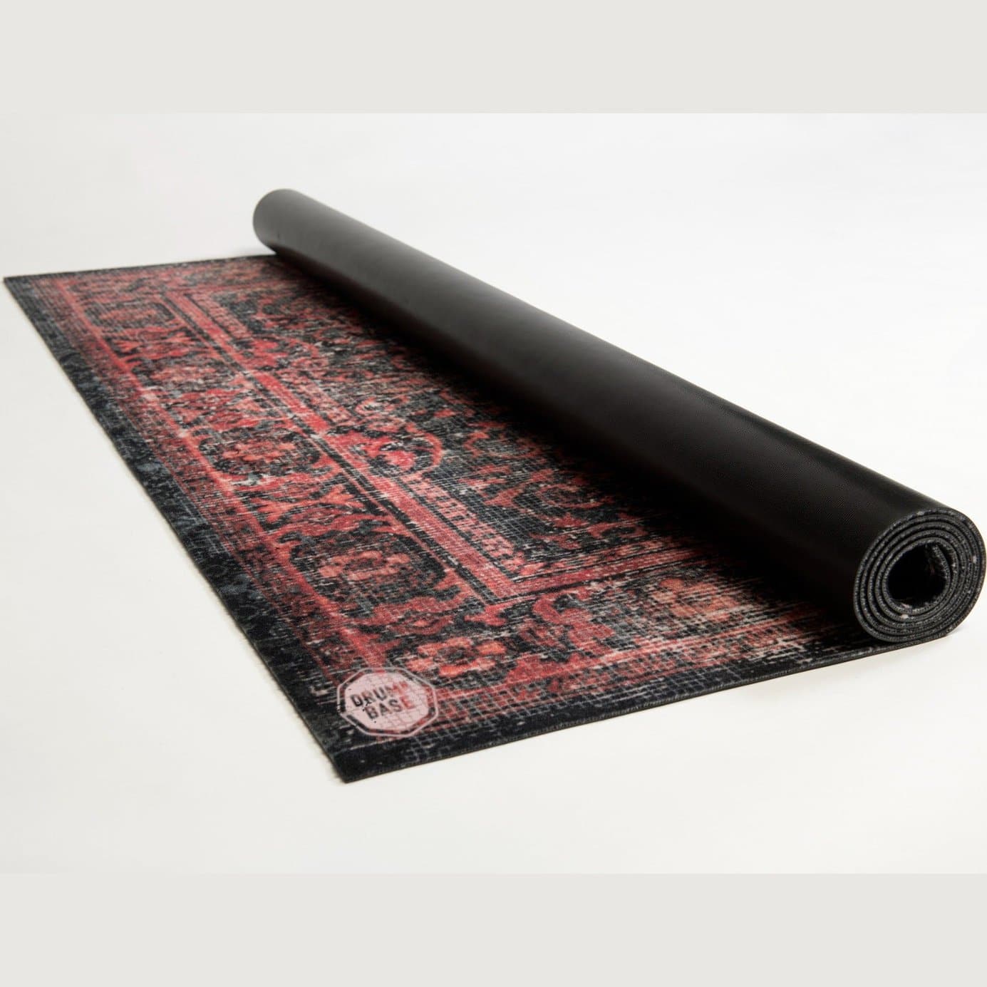 DRUMnBASE Vintage Persian Style Drum Rug 6' x 5.25' Black Red