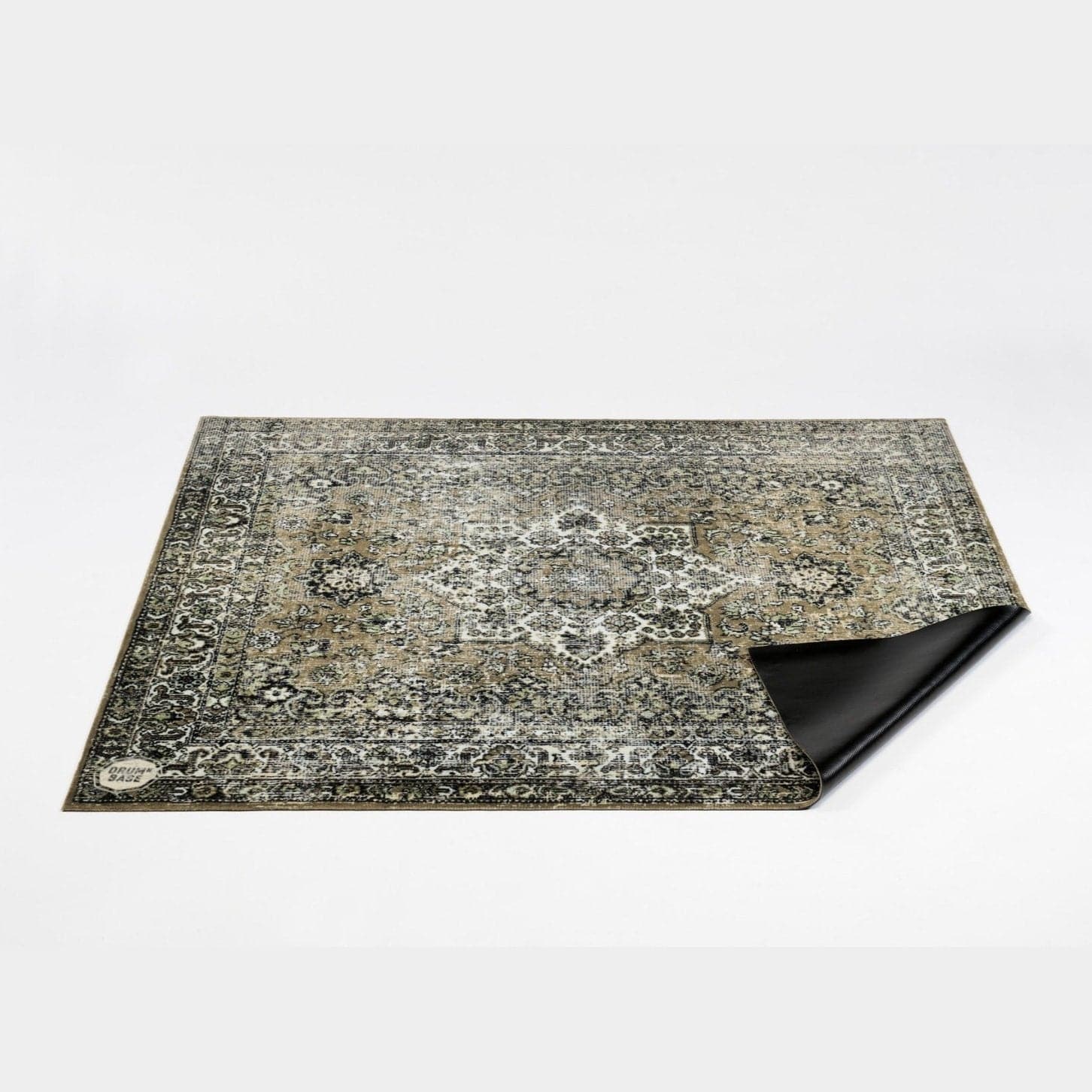 DRUMnBASE Vintage Persian Style Drum Rug 6' x 5.25' Green