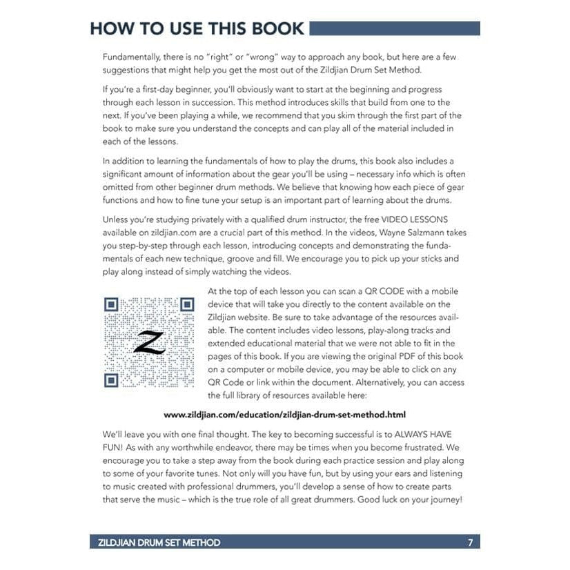 Zildjian Drum Set Method Book with Zildjian Sticks and Pad