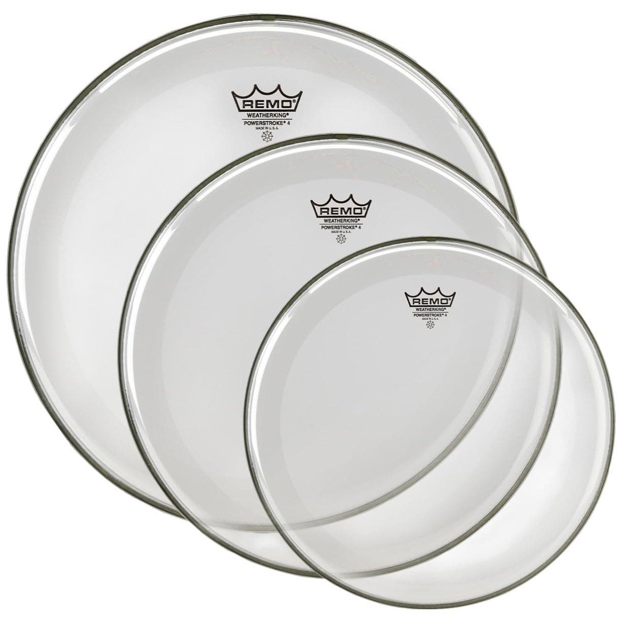 Remo Powerstroke 4 Clear Drum Head Pack 10/12/14