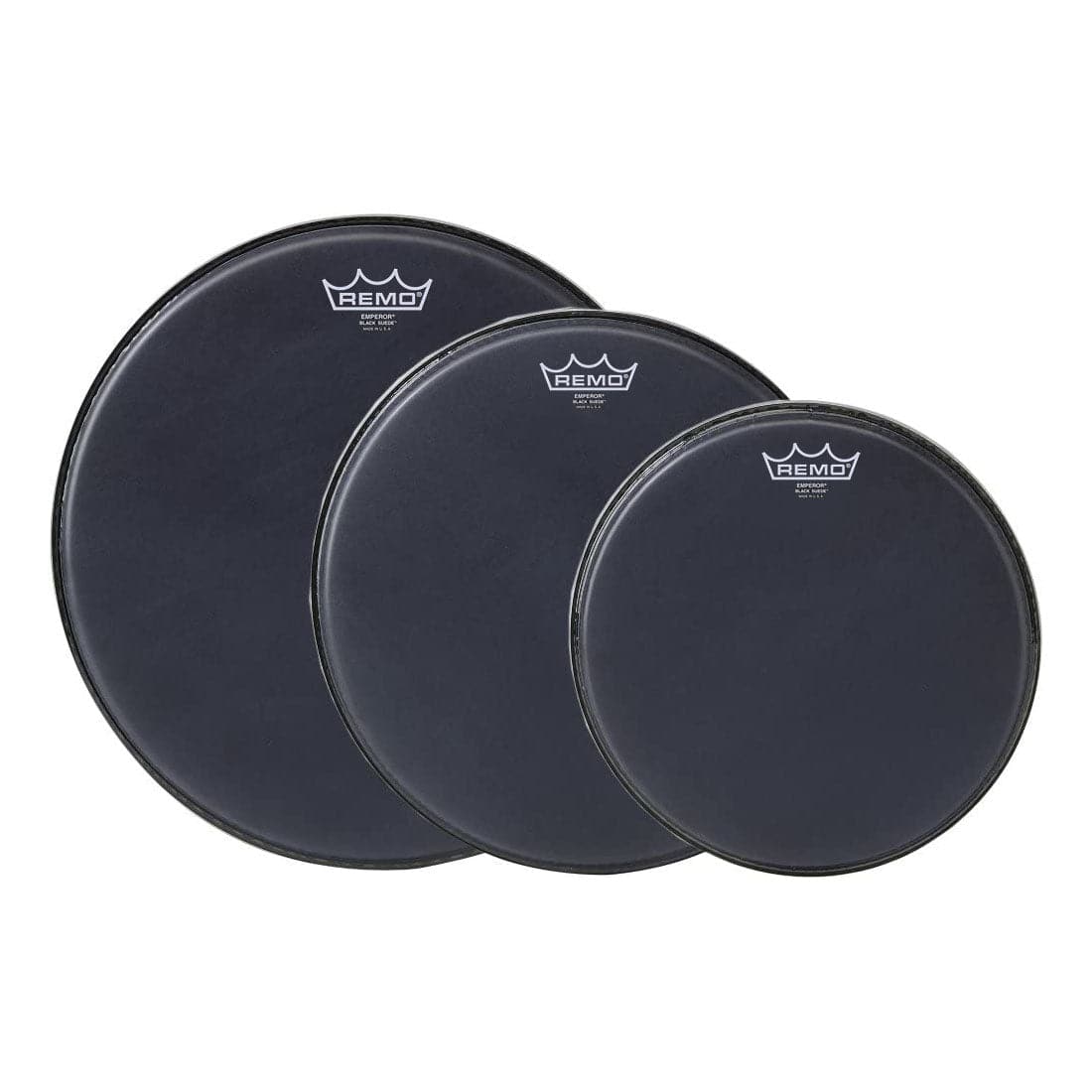 Remo Emperor Black Suede Drum Head Pack 12/14/16