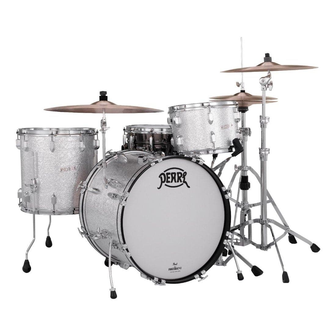 Pearl President Deluxe 3pc Drum Set w/20BD Silver Sparkle