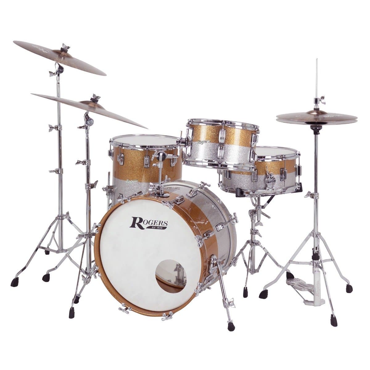 Rogers Powertone Limited Edition Drum Set 20/12/14 Gold/Silver Two-Tone Lacquer