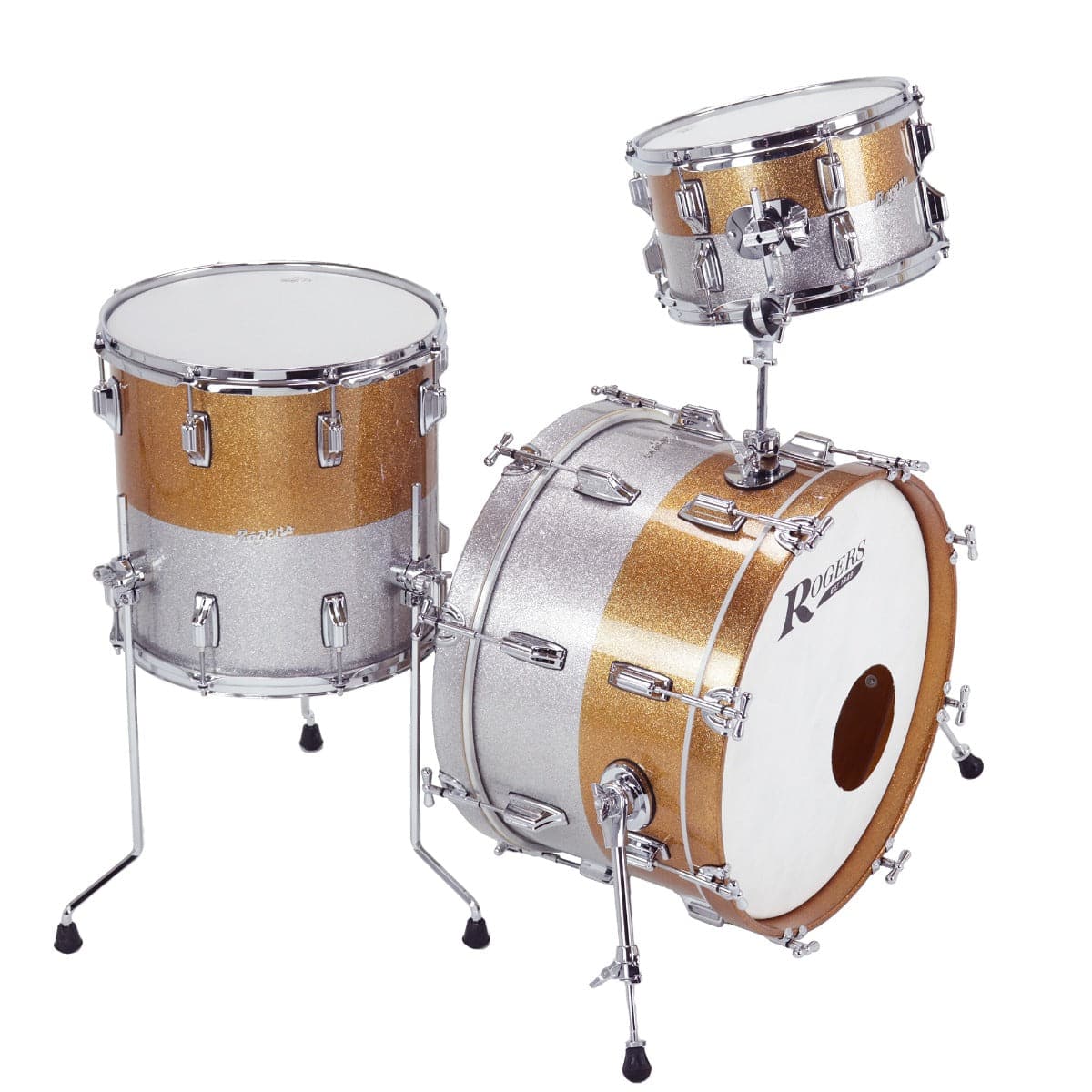 Rogers Powertone Limited Edition Drum Set 20/12/14 Gold/Silver Two-Tone Lacquer