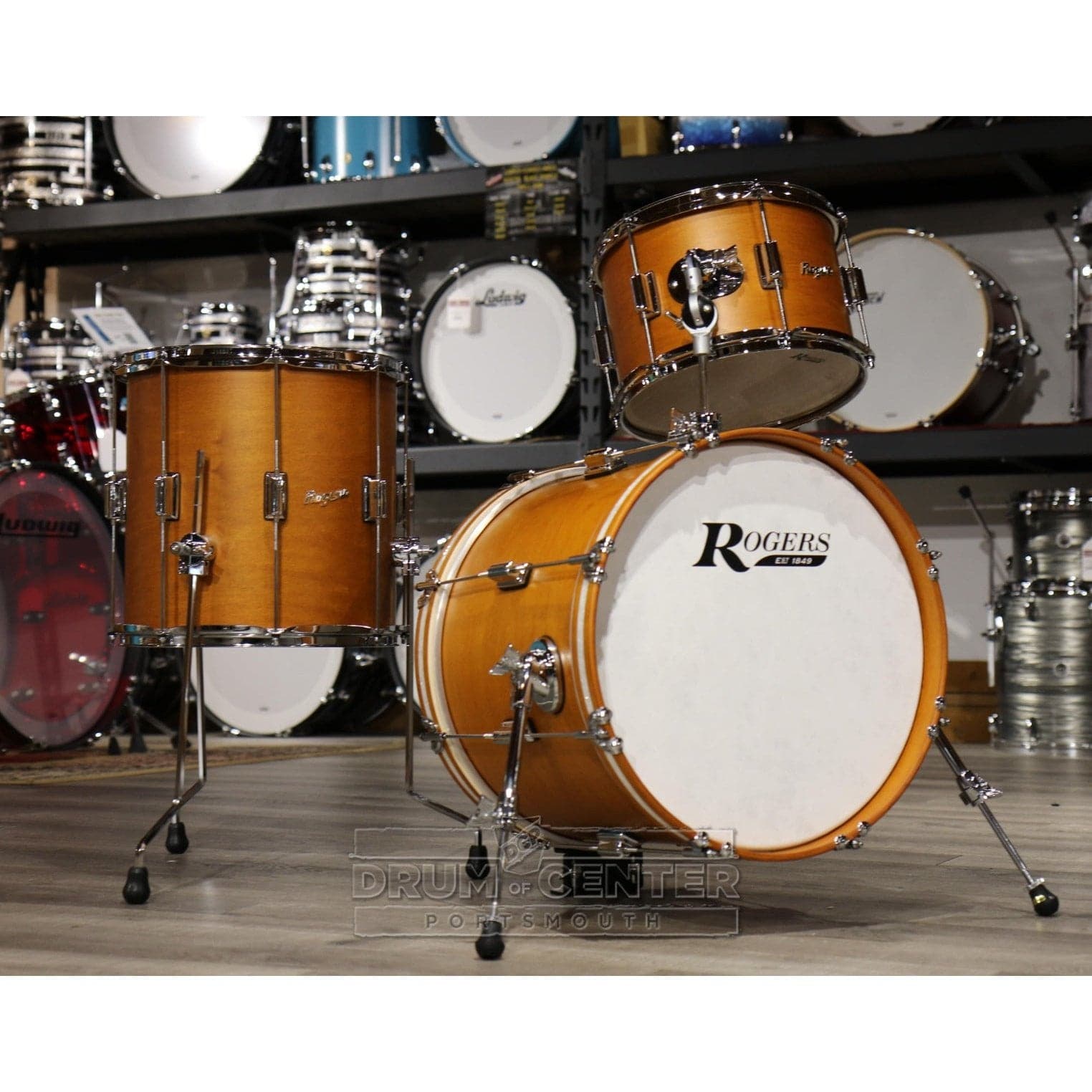 Rogers Tower Limited Edition 3pc Jazz Drum Set Satin Fruitwood Stain