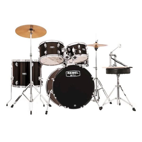 Mapex Rebel 5 Pc Jazz Complete Drum Set w/Hardware and Cymbals - Black