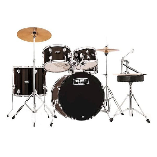 Mapex Rebel 5 Pc Jazz Complete Drum Set w/Hardware and Cymbals - Black