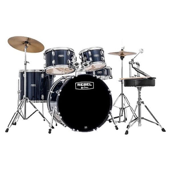 Mapex Rebel 5 Pc Jazz Complete Drum Set w/Hardware and Cymbals - Royal Blue
