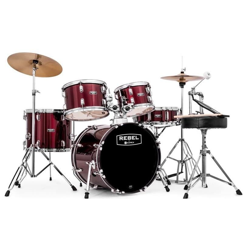 Mapex Rebel 5 Pc Jazz Complete Set Up - Burgundy