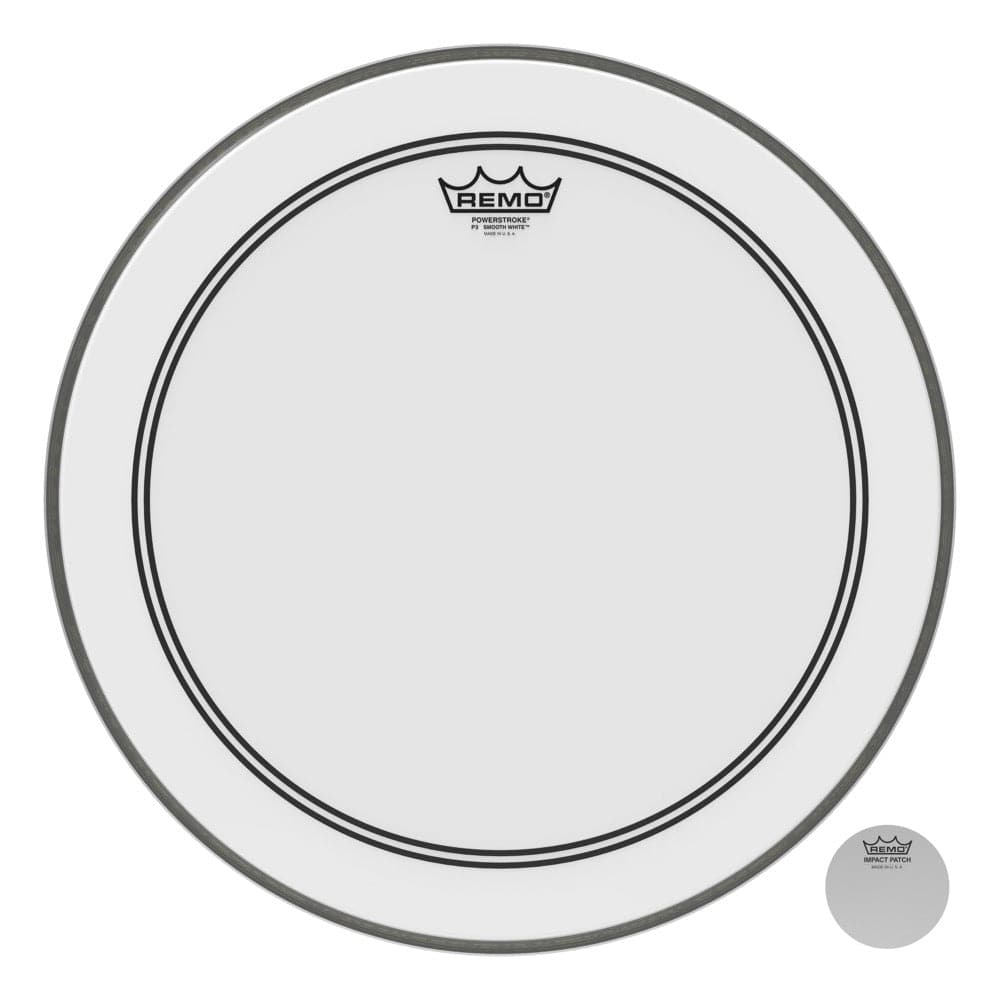 Remo Smooth White Powerstroke P3 18 Inch Drum Head w/2.5 Impact Patch