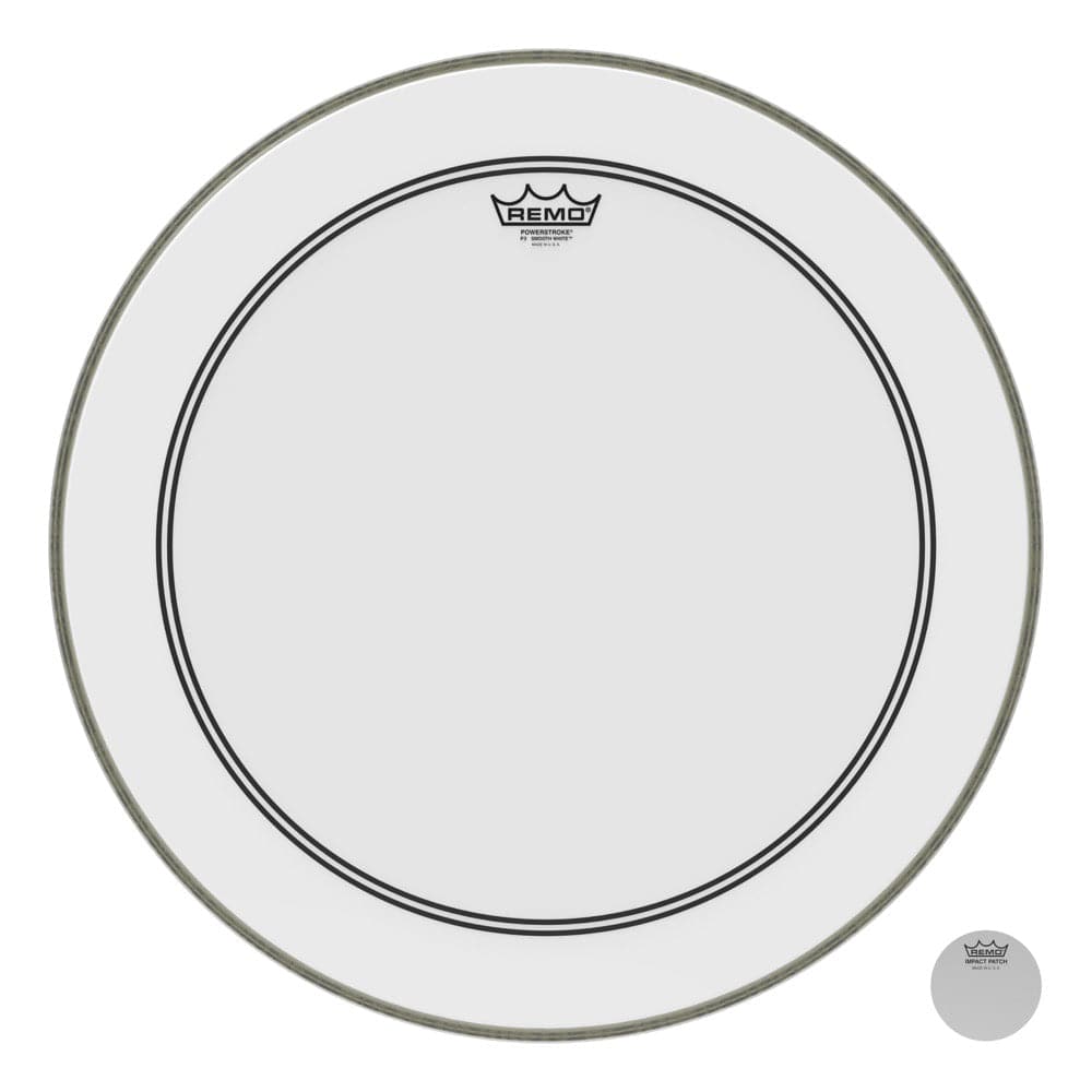 Remo Smooth White Powerstroke P3 22 Inch Drum Head w/2.5 Impact Patch