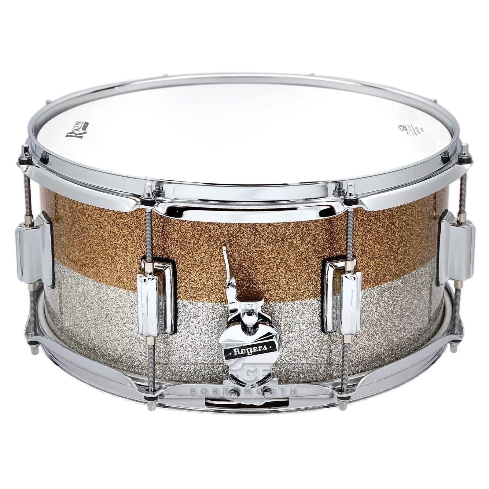 Rogers Powertone Limited Edition Snare Drum 14x6.5 Gold/Silver Two-Tone Lacquer