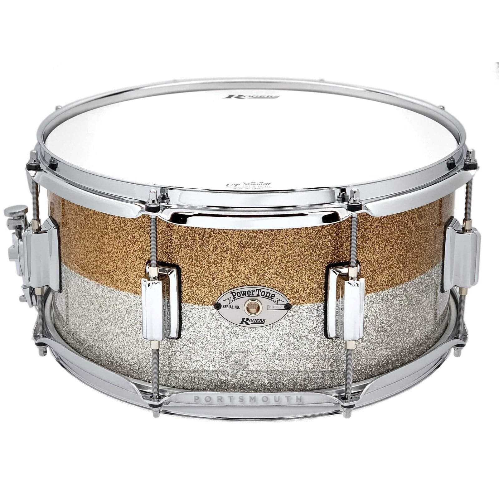 Rogers Powertone Limited Edition Snare Drum 14x6.5 Gold/Silver Two-Tone Lacquer