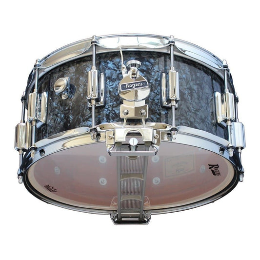 Rogers Dyna-sonic 14x6.5 Wood Shell Snare Drum Black Pearl w/Beavertail Lugs