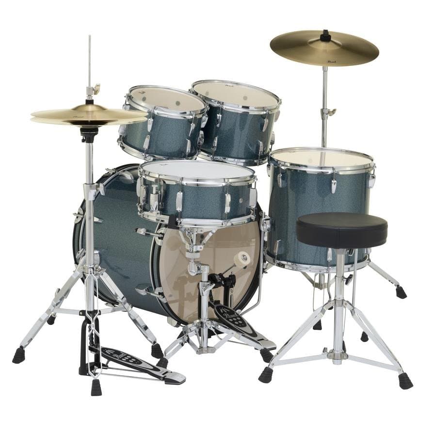 Pearl Roadshow 5pc Drum Set - 20in Bass w/Hardware and Cymbals - Aqua Blue Glitter