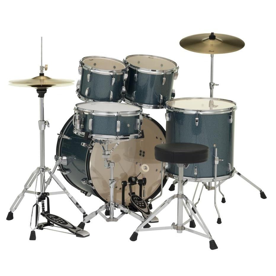 Pearl Roadshow 5-pc Rock Drum Set w/Hardware and Cymbals - Aqua Blue Glitter