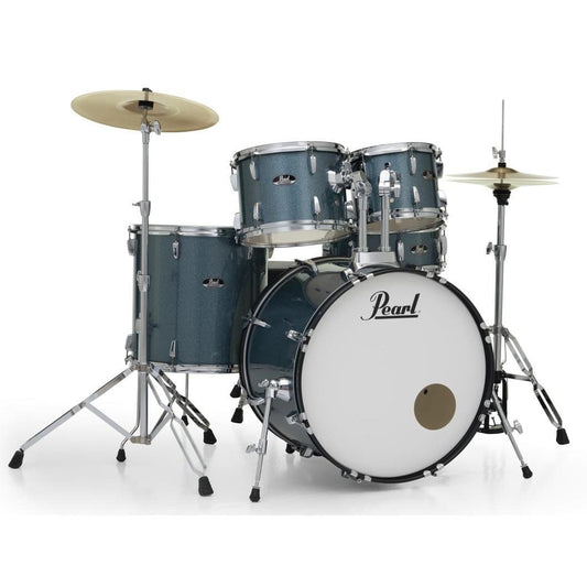 Pearl Roadshow 5-pc Rock Drum Set w/Hardware and Cymbals - Aqua Blue Glitter