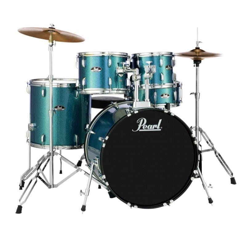 Pearl Roadshow 5pc Drum Set - 20in Bass w/Hardware and Cymbals - Aqua Blue Glitter