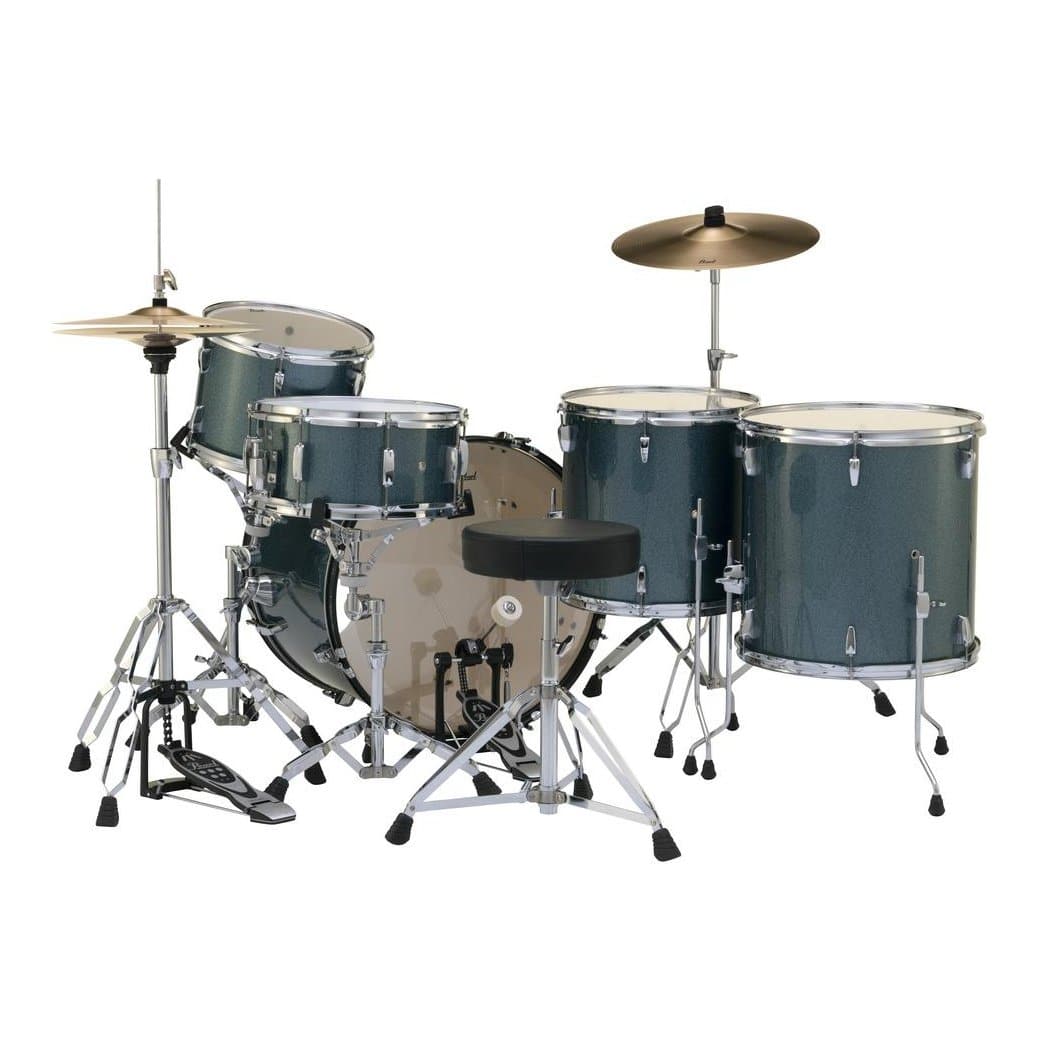 Pearl Roadshow 5-pc Classic Rock Drum Set w/Hardware and Cymbals - Aqua Blue Glitter